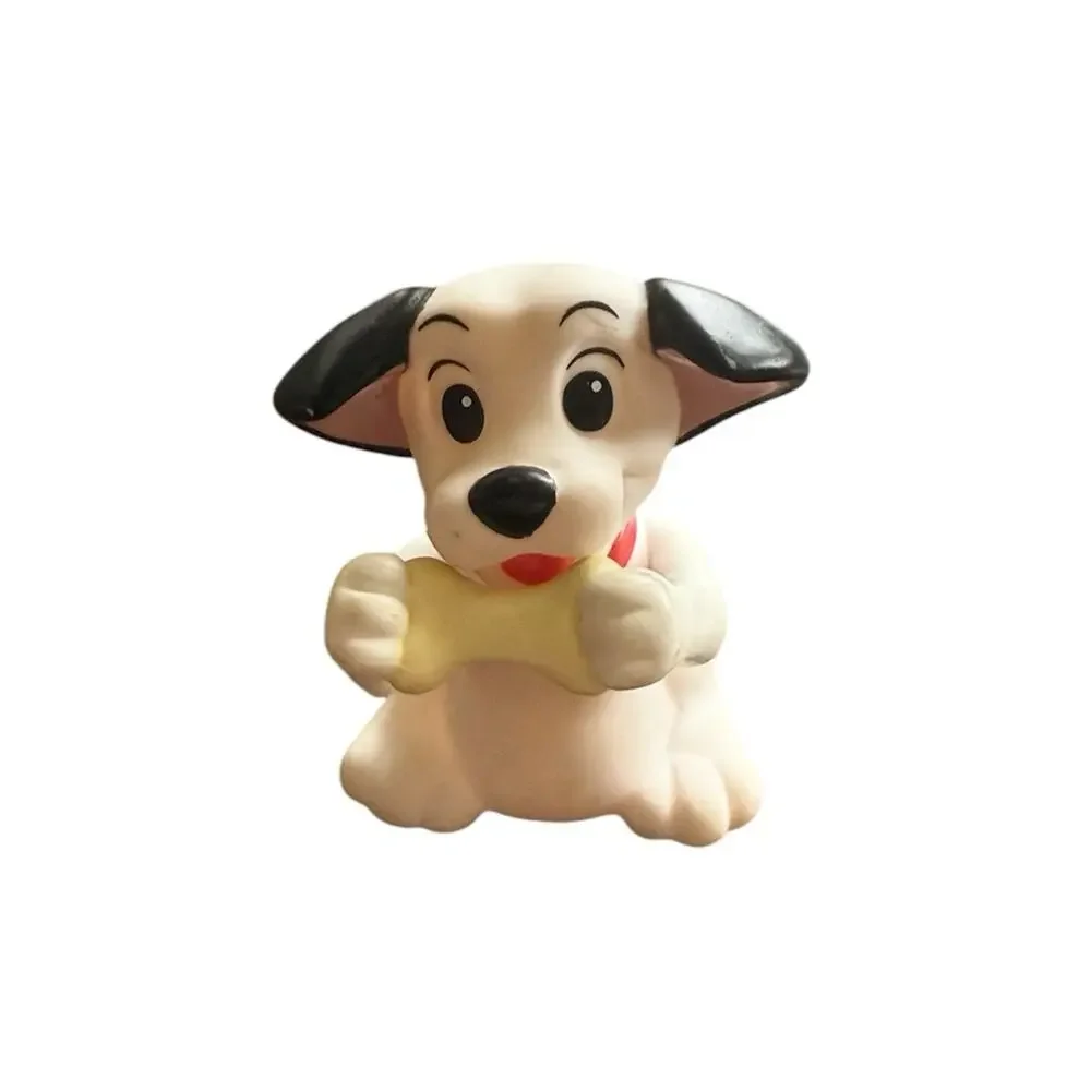 Vintage Disney 101 Dalmatians Sitting Dog with Plastic Bone Figure Figurine